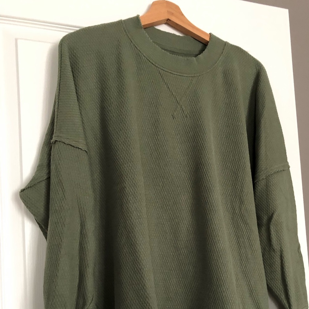 Aerie waffle crew neck